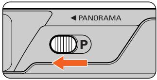 NIKON LITE TOUCH ZOOM 120ED-QD - Wahlen Sie den Panoramaamodus aus, indem Sie den Panoramaschalter verschieben. - 1
