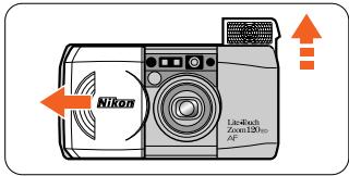 NIKON LITE TOUCH ZOOM 120ED-QD - Ouvrez le couvercle coulissant. - 1