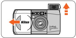 NIKON LITE TOUCH ZOOM 120ED-QD - Open the slide cover. - 1