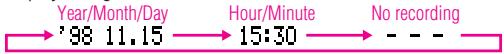 Year/Month/Day '98 11.15 Hour/Minute 15:30 No recording ---