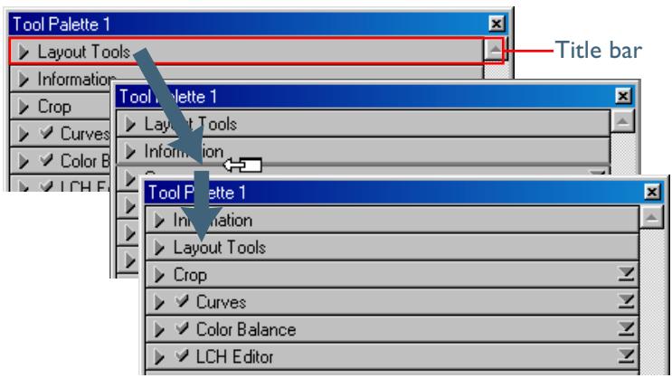 NIKON SCAN 3 - - Changing the order of palettes in the Tool Chest - 1