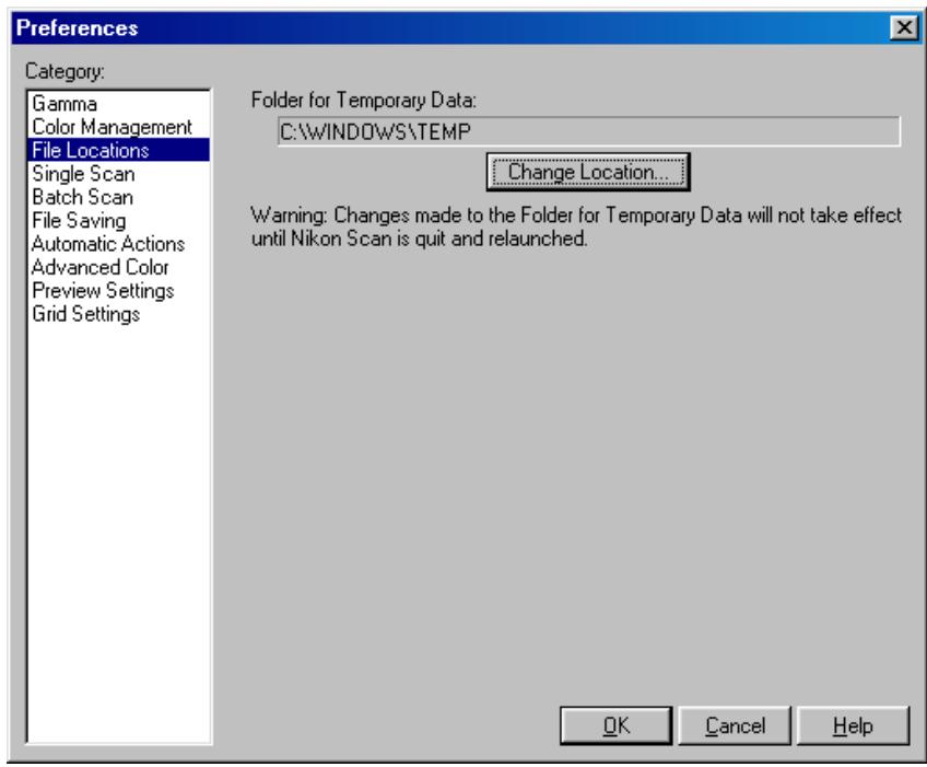 NIKON SCAN 3 - The File Locations/Scratch Disks Tab - 1