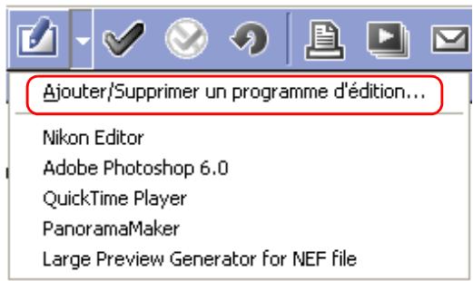 NIKON VIEW 6 - Affichage de la boîte de dialogue ajouter/supprimer un programme d'édition - 1