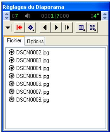 NIKON VIEW 6 - Boîte de dialogue réglages du diaporama onglet fichiers - 1