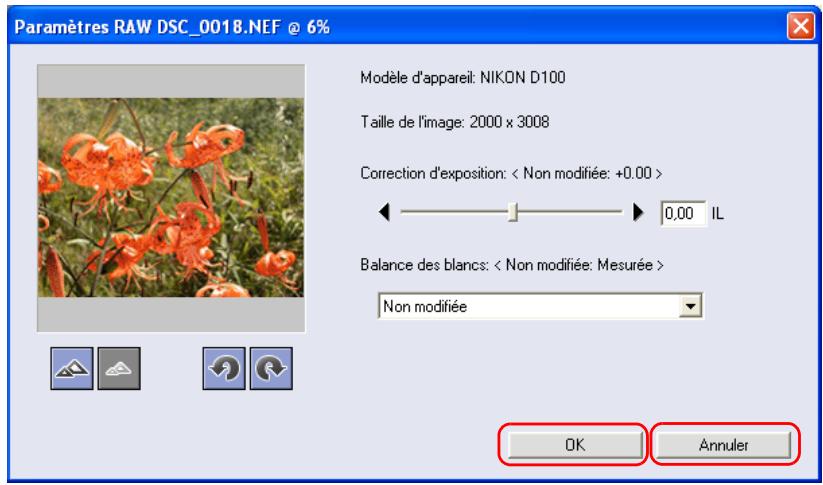 NIKON VIEW 6 - Sortir la boîte de dialogue paramètres RAW - 1