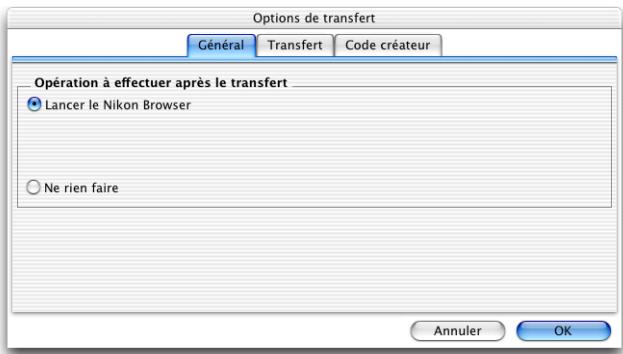 NIKON VIEW 6 - Boîte de dialogue options de transfert - 1