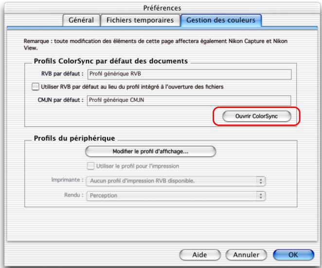 NIKON VIEW 6 - Onglet de gestion des couleurs (macintosh) - 1