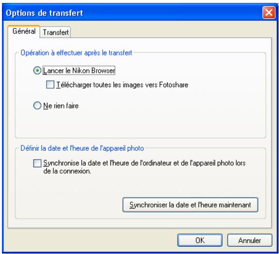NIKON VIEW 6 - Boîte de dialogue options de transfert - 1