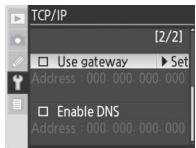 NIKON WT-3 - TCP/IP Menu, Page 2/2 - 1