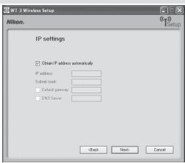NIKON WT-3 - Enter wireless network settings and click Next. - 2
