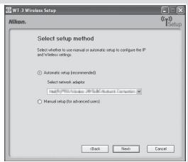 NIKON WT-3 - Choose from the following options. Automatic setup (recommended): If m - 1