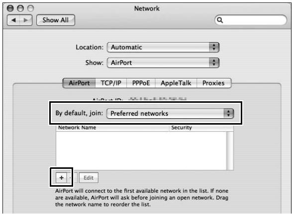 NIKON WT-4 - Choose [Preferred networks] from the [By default, join] menu and click [+] . - 1