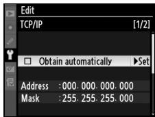 NIKON WT-4 - TCP/IP Menu, Page 1/2 - 1