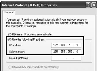 NIKON WT-4 - Enter an IP address and sub-net mask for the ftp server and click [OK]. - 1