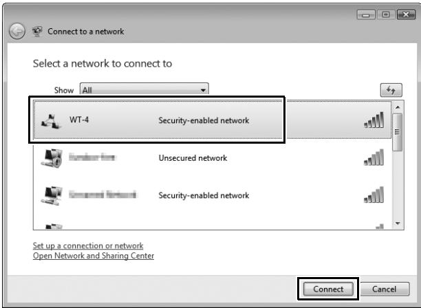 NIKON WT-4 - Select the network name (SSID) for the WT-4 and click [Connect]. - 1
