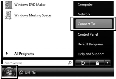 NIKON WT-4 - Click the [Start] orb and select [Connect To]. - 1
