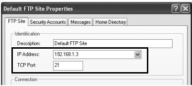 NIKON WT-4 - Select the IP address entered in Step 4 and enter a [TCP Port] number. The port number is normally 21. - 1