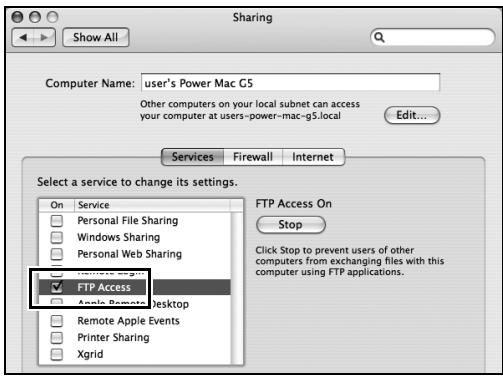 NIKON WT-4 - Select [Services] and enable [FTP Access]. - 1