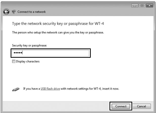 NIKON WT-4 - Enter the network security key and click [Connect]. - 1
