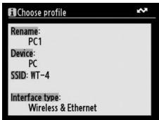 NIKON WT-4 - Viewing Profile Information - 1