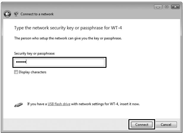 NIKON WT-4 - Enter the network security key and click [Connect]. - 1