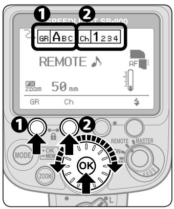 NIKON SB-900 - Setting a group and channel number on the remote flash units - 1