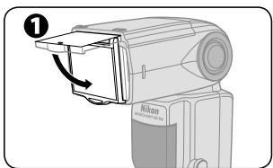 NIKON SB-900 - Then slide the bounce card back into place inside the flash head. - 1