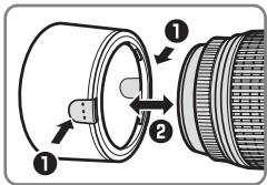 NIKON AF-S DX NIKKOR 55-300MM F-4.5-5.6G ED VR - Anbringen und Abnehmen der Gegenlichtblende - 1