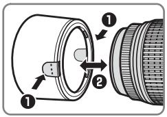 NIKON AF-S DX NIKKOR 55-300MM F-4.5-5.6G ED VR - Fissaggio e rimozione del paraluce - 1