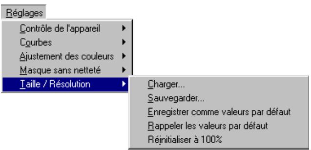 NIKON CAPTURE - Le menu des paramètres de taille et de résolution - 1