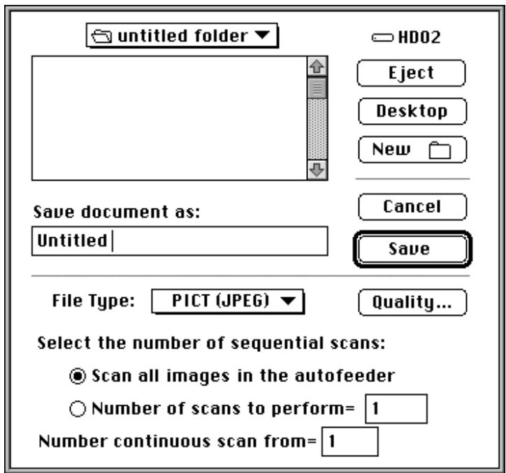 NIKON CONTROL MACINTOSH - Sequential Scan Dialog Box - 1