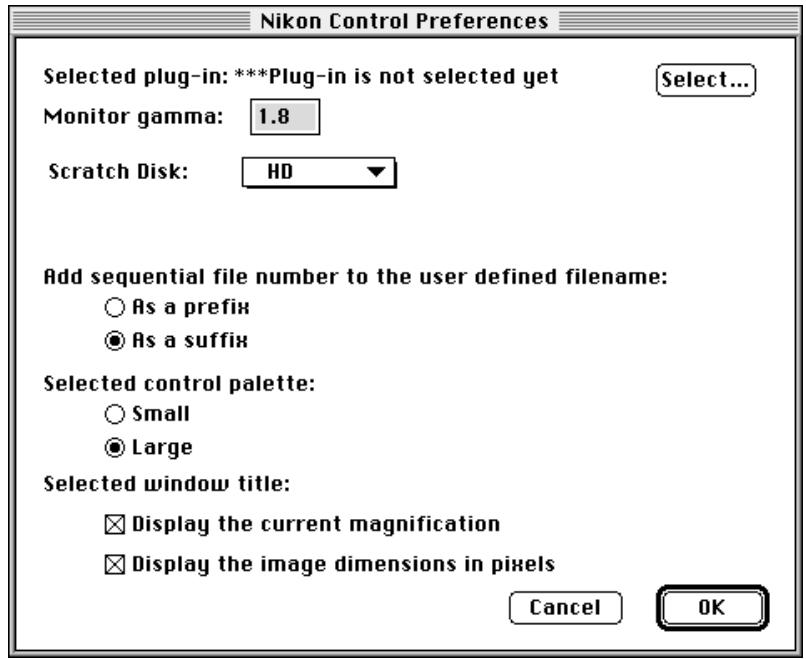 NIKON CONTROL MACINTOSH - Preferences - 1