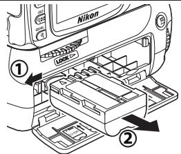 NIKON MB-D80 - Herausnehmen der Batterien bzw. der Akkus - 1