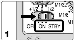 NIKON SB-30 - Ein- und Ausschalten des Blitzgeräts (ON/OFF) und Standby-Funktion - 1