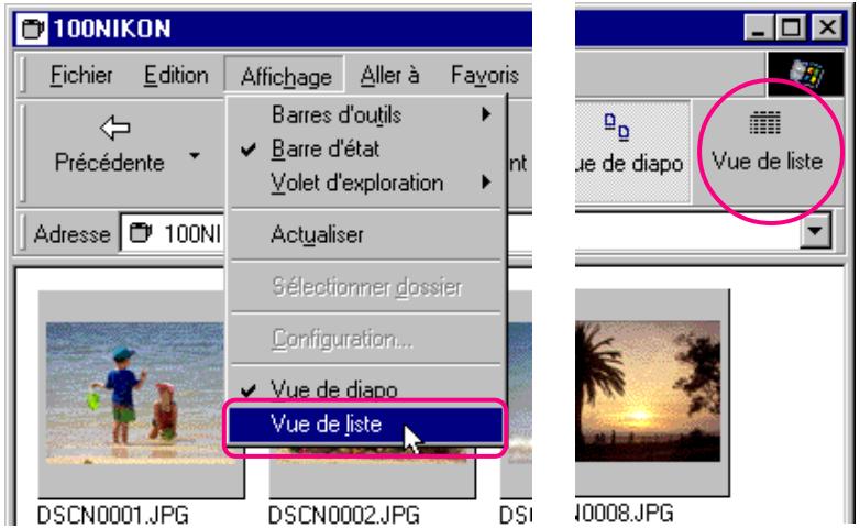 NIKON VIEW 2 - Affichage des fichiers d'images sous forme de liste - 1