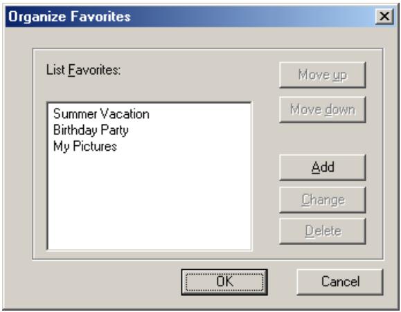 NIKON VIEW 5 - Organize Favorites dialog box - 1
