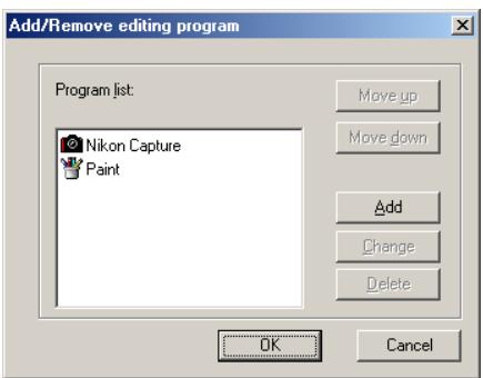 NIKON VIEW 5 - The Add/Remove editing program dialog box - 1