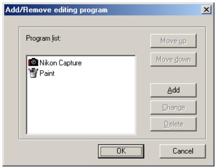 NIKON VIEW 5 - Displaying the Add/Remove editing program dialog box - 2