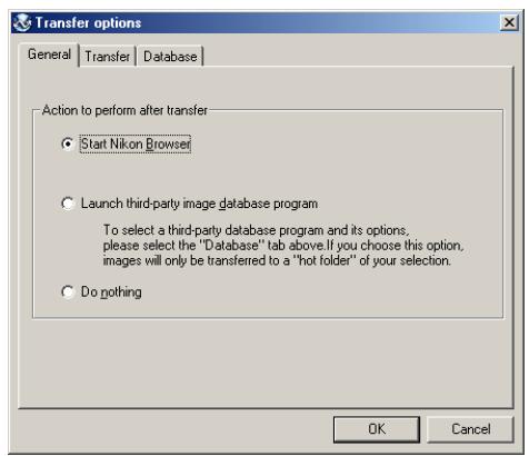 NIKON VIEW 5 - The Transfer options dialog box - 1
