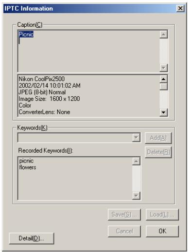 NIKON VIEW 5 - Displaying the IPTC Information dialog box - 1