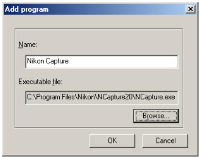 NIKON VIEW 5 - The Add program dialog box - 1