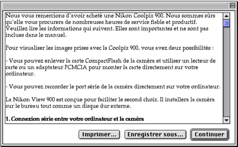 NIKON VIEW 900 - Étape 3 — affichage du fichier README - 1