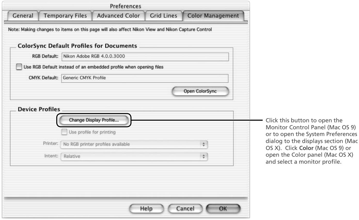 NIKON CAPTURE 3.5 - Choosing a Monitor Profile (Macintosh) (pg. 183) - 1