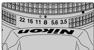 NIKON SB-50DX - Reading aperture with the scale on the lens - 1