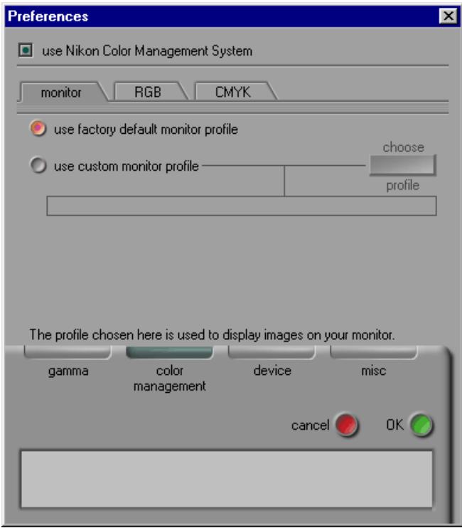 NIKON SCAN 2.5 - Color Management Preferences - 1