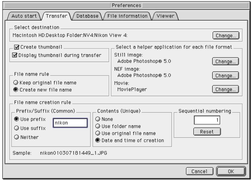 NIKON VIEW 4.1.1 - Specifying a Destination and File Names for Transferred Images - 2