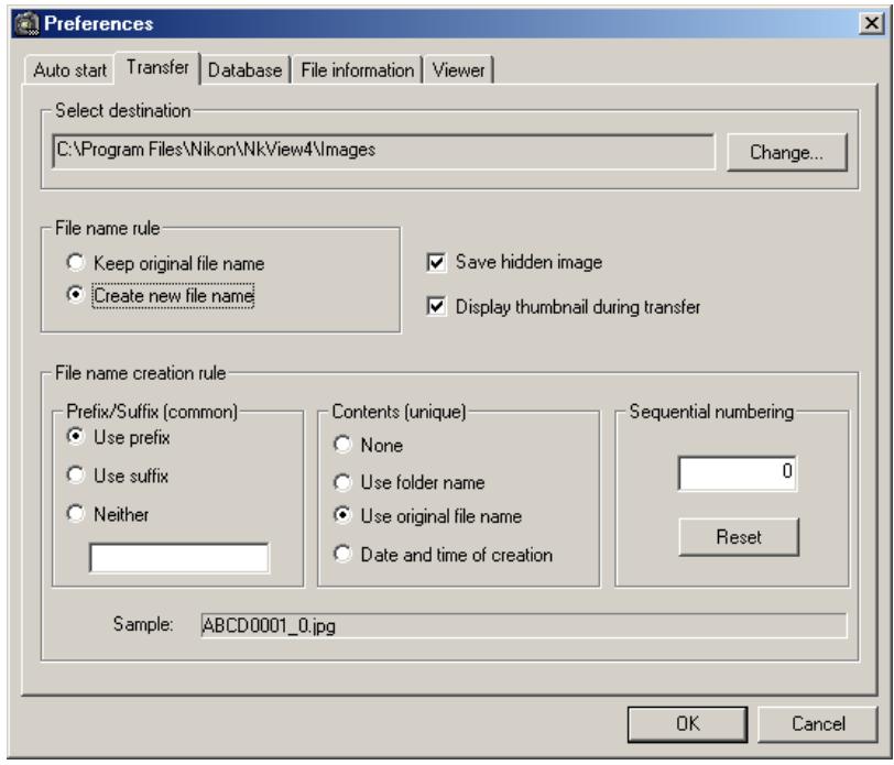 NIKON VIEW 4.1.1 - Specifying a Destination and File Names for Transferred Images - 1