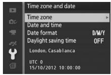 NIKON 1 J3 - Time Zone and Date - 1