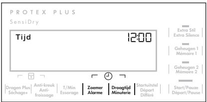 PROTEX PLUS SensiDry Tijd 12:00 Extra 5til Extra Silence Geheugen 1 Mémoire 1 Geheugen 2 Mémoire 2 Dragon Plus Anti-kreuk Anti- fraisage T/Min Zeomer Drooglijd Startbultel Séchage+ Anti-fraisage Essorage Alarme Minuterie Départ Differe Start/Pause Départ/Pause
