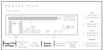 PROTEX PLUS SensiDry 12:00 Min 120 18:00 Extra Still Extra Science Geheugen 1 Mémoire 1 Geheugen 2 Mérieure 2 Dragon Plus Anti-knock Anti- Froissage T/Min Essorage Zeomer Drooglijd Startuitstel Minuerte Départ Diffère Départ/Pause Départ/Pause